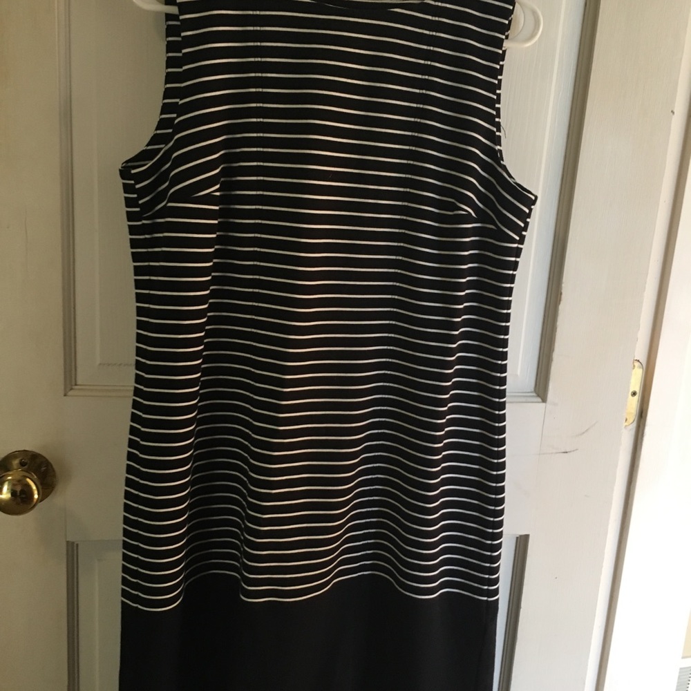 Talbots black and white striped tank dress